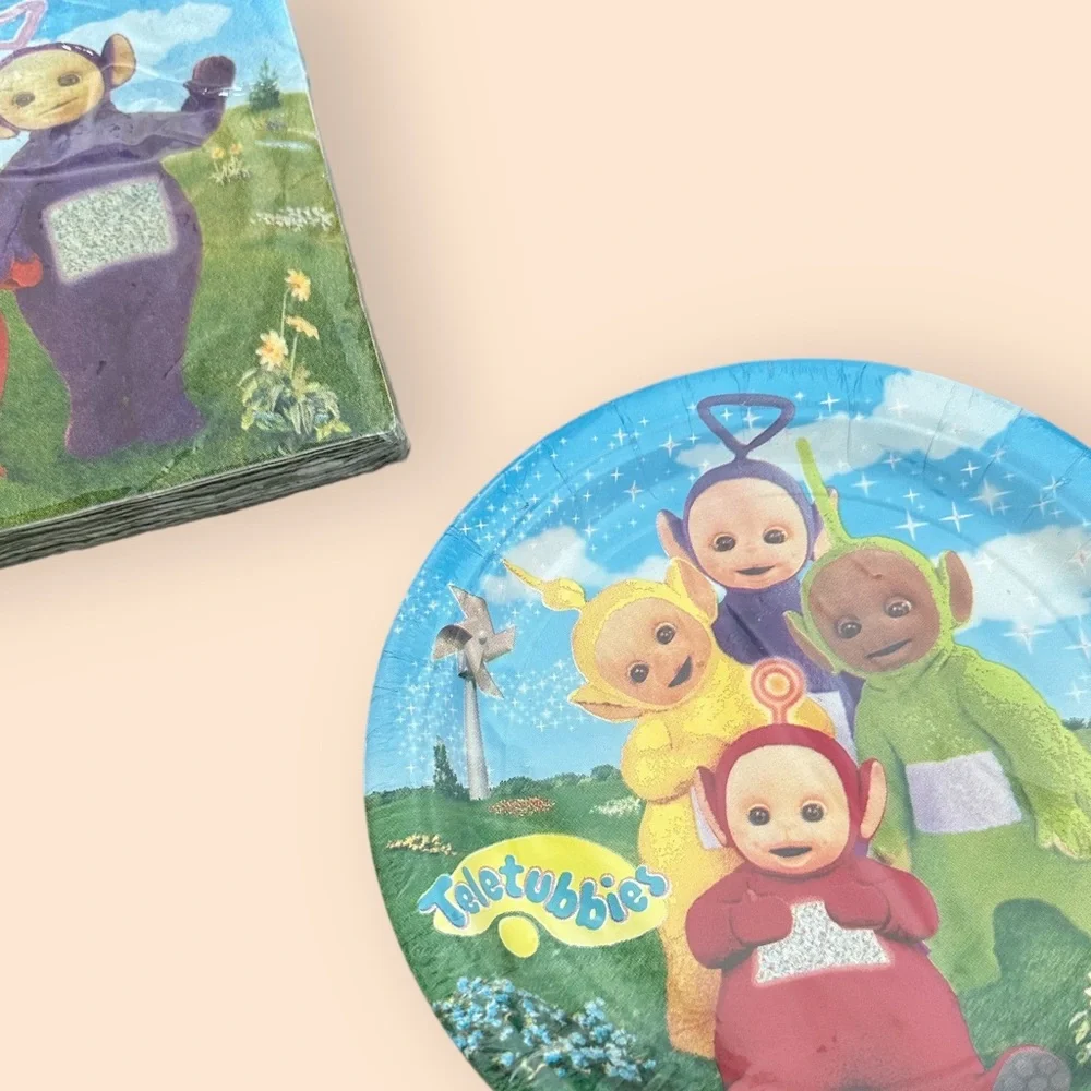 Vtg 1998 Teletubbies Birthday Party Supplies Set Plates Napkins New In Package